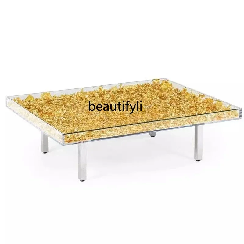 

Premium model room hotel large coffee table trend art suspension color fine sand acrylic tea table