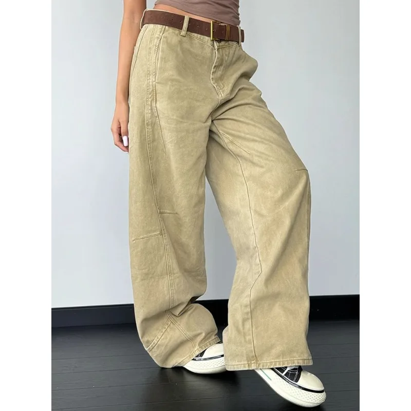 Deeptown Y2k Vintage Woman's Jeans Harajuku Scimitar Wide Leg Japanese 2000s Style Denim Pants Baggy Straight Trousers Casual