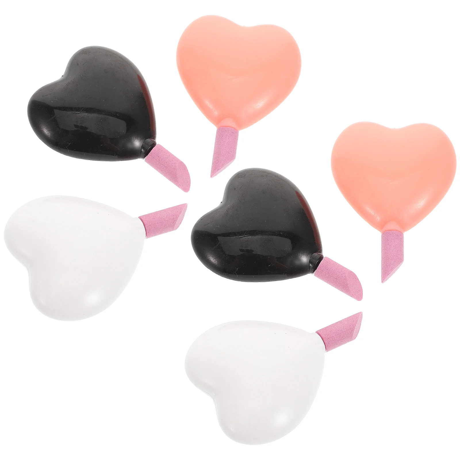 6 قطعة على شكل قلب أداة العناية بالأظافر مجموعة وردي أبيض أسود مادة متينة المحمولة مانيكير مزيل طلاء الأظافر مانيكير الخفاف حجر القلم