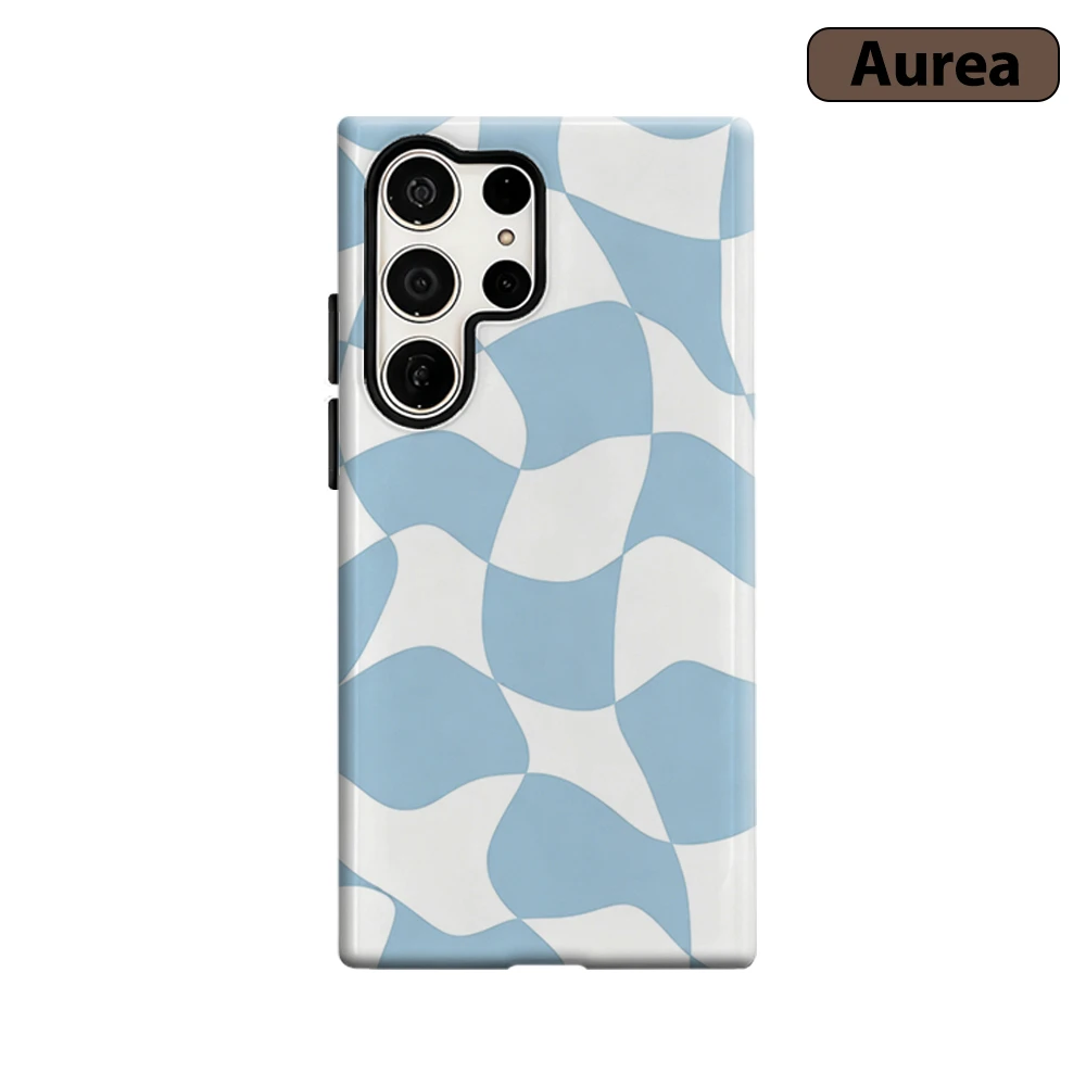 Soft Blue Warp Phone Case for Samsung Galaxy S26 S25 Ultra S24 S23 Ultra Plus Shockproof Double layer tough Back Cover