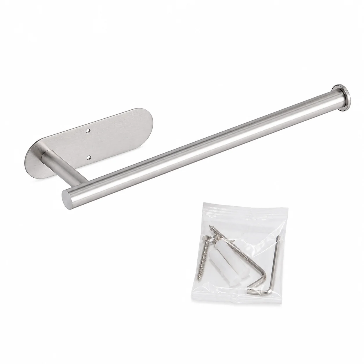 Homefish Black Sliver Adhesive Kitchen Paper Towel Holder Toilet Roll Napkin Tissue Rack Bathroom Accessory