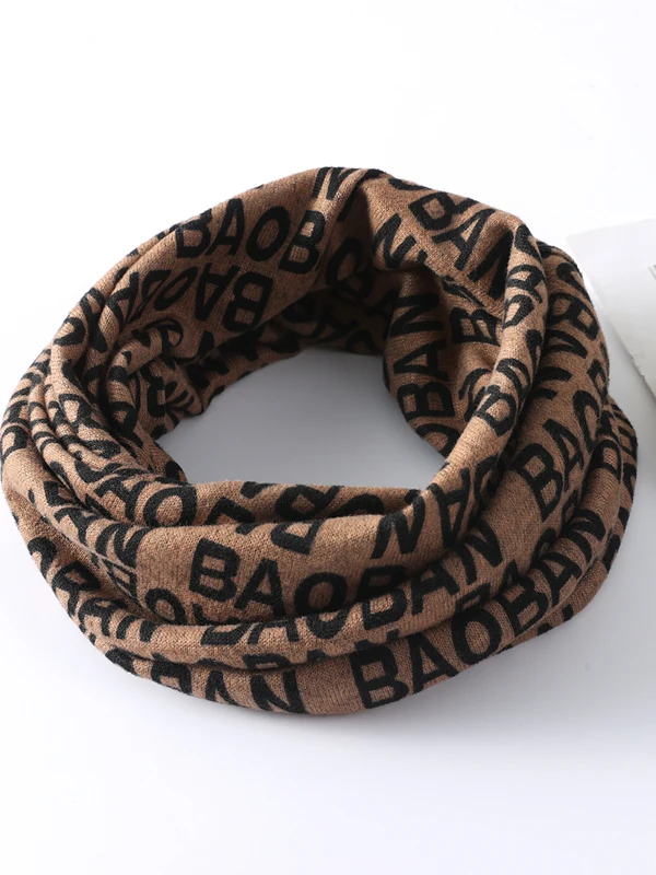 Warm Letter Patterned Winter Hat Face Slimming Large Head Circumference Scarf Double-Use Earflap Hat for Autumn And Winter