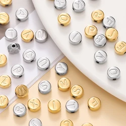 5pcs/lot Stainless Steel 7mm A-Z Letter Round Shape Loose Spacer Beads for DIY Bracelet Necklace Jewelry Making Accessories