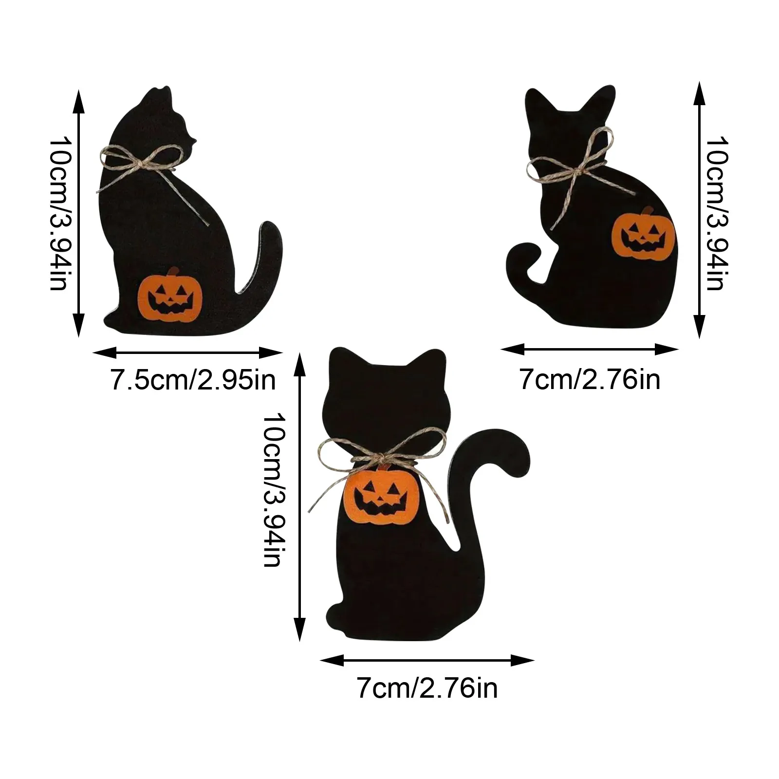 3pcs Halloween Cat Wood Table Cards Halloween Tiered Tray Decorations Rustic Halloween Tabletop Block Signs Fall Centerpieces