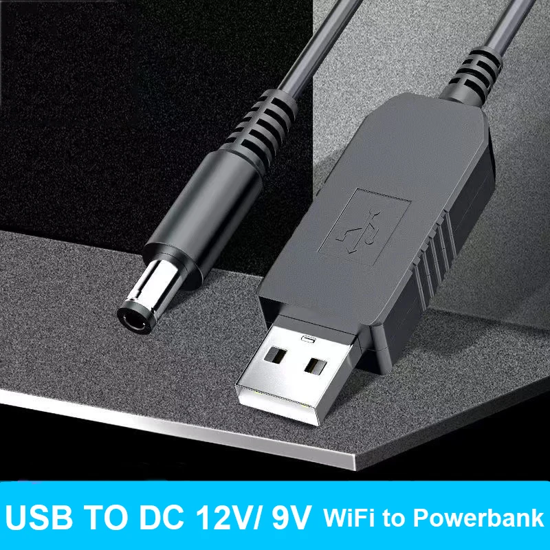 Kabel adaptor konverter USB, konverter penguat daya USB garis DC 5V ke DC 9V 12V modul penguat 2.1x5.5mm