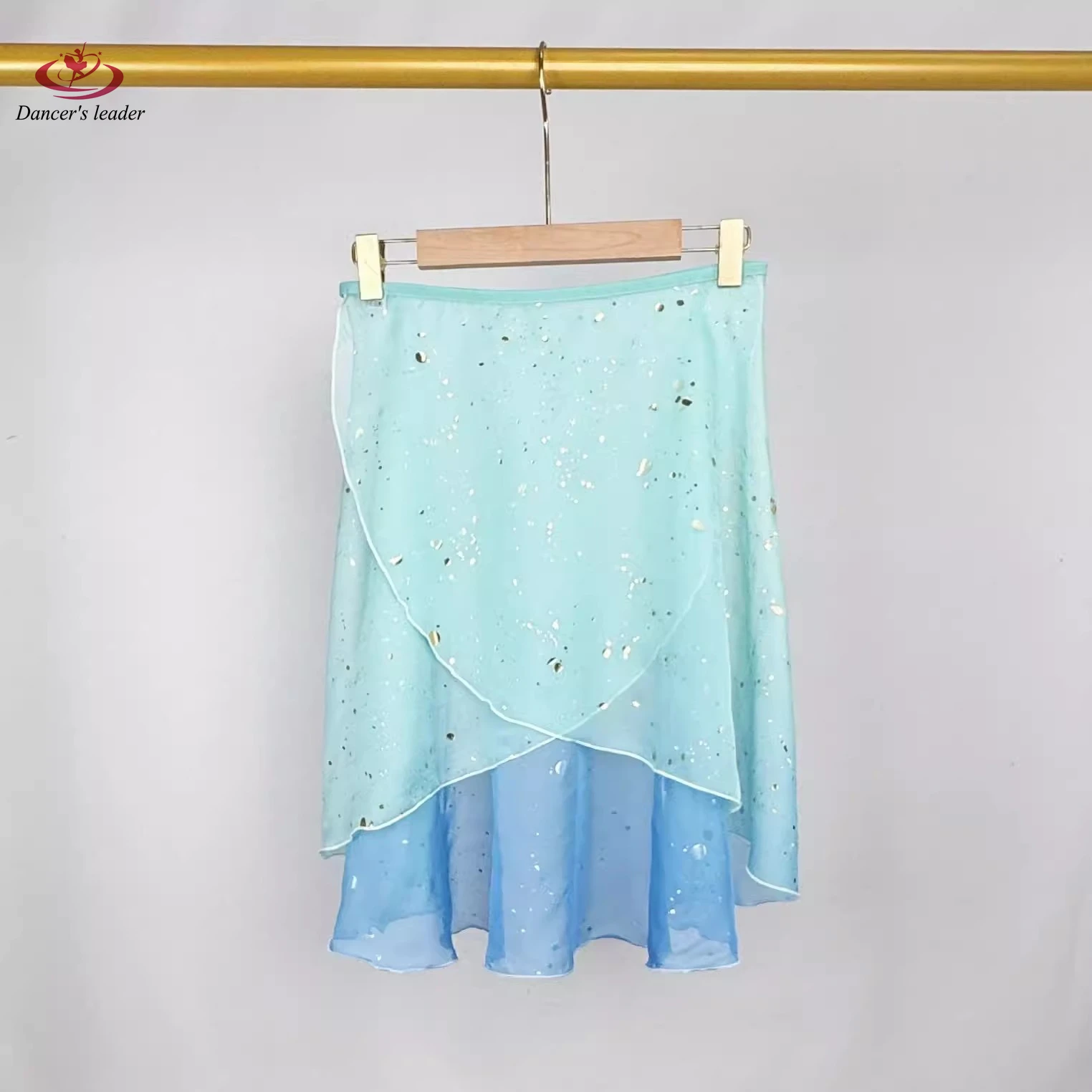 Dames balletrok blauw gradiënt hot stamping volwassen jumpsuit meisje oefenen ballet minirok foto