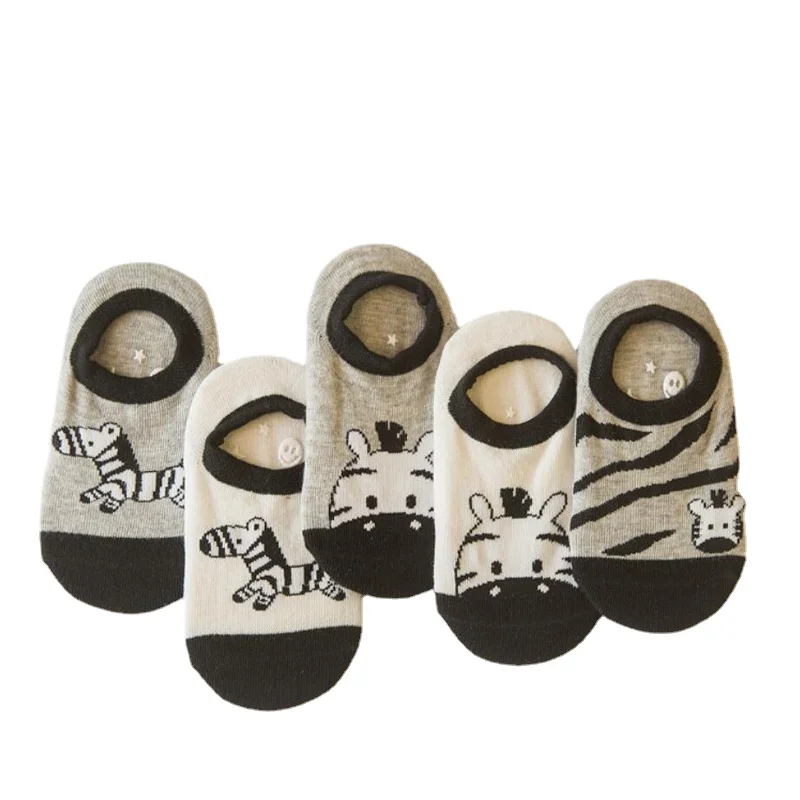 

5 Pairs/set Baby Boy Socks for Girl Kids Cartton Children Zebra Animal Sock 1-10 Years