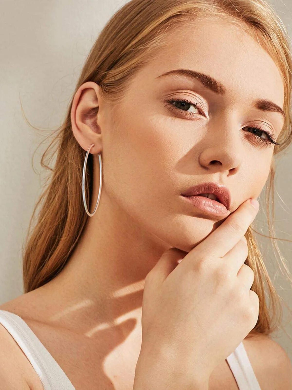 U7 60mm Large Hoop Earrings for Woman Big Shinny Plain Round Tube Lightweight Hyperbole Hoop Earrings Jewelry Gift