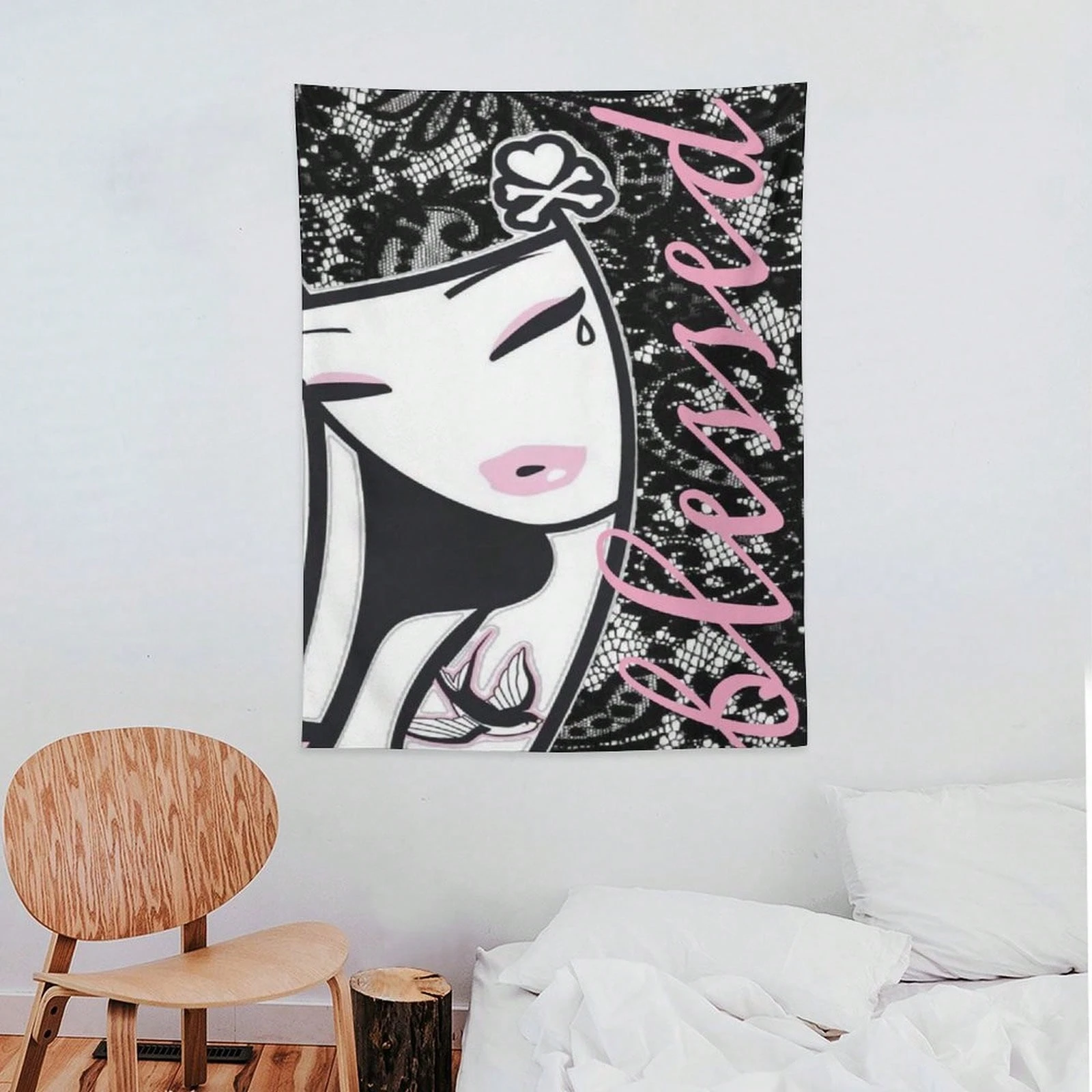 1 Stück dekorativer Wandteppich von Tokidokis, geeignet für Studentenwohnheime, Wohnzimmer, Heimdekoration, Hintergrundwandposter, ideal in Rosa – Detail 2
