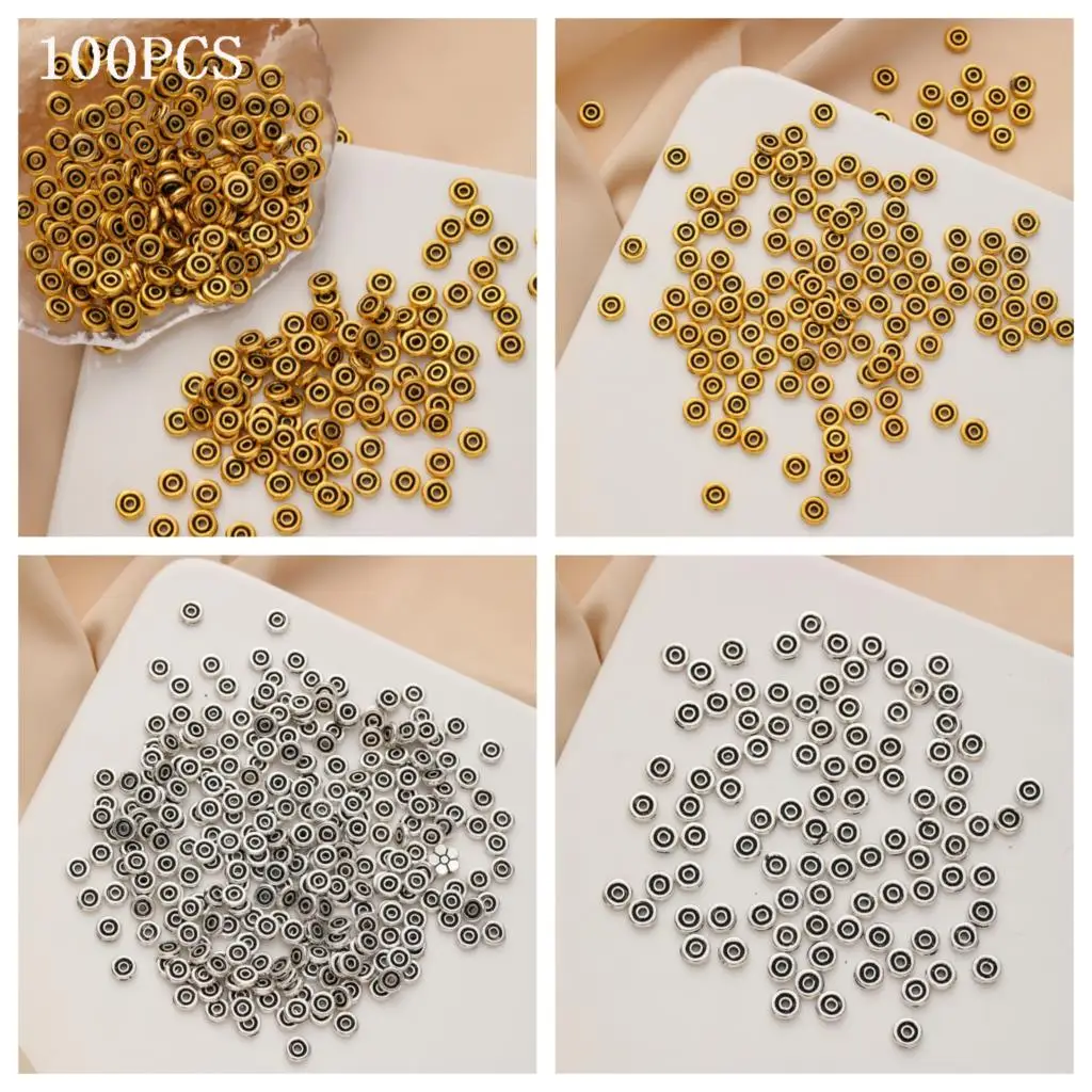 100pcs 6mm gold and silver dual color small circle DIY spacer pads woven bracelet bracelet accessories