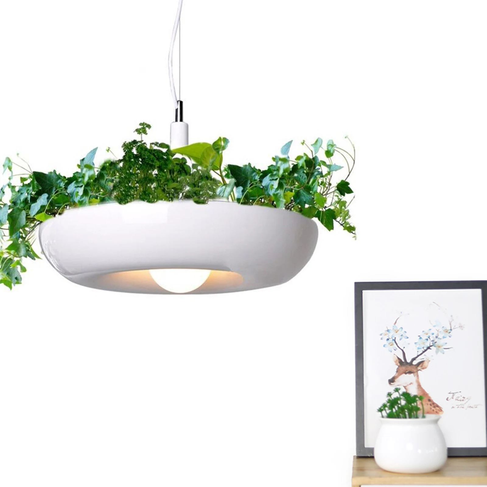 E27 12W Aluminum Adjustable White Hanging Garden Warm Light Chandelier