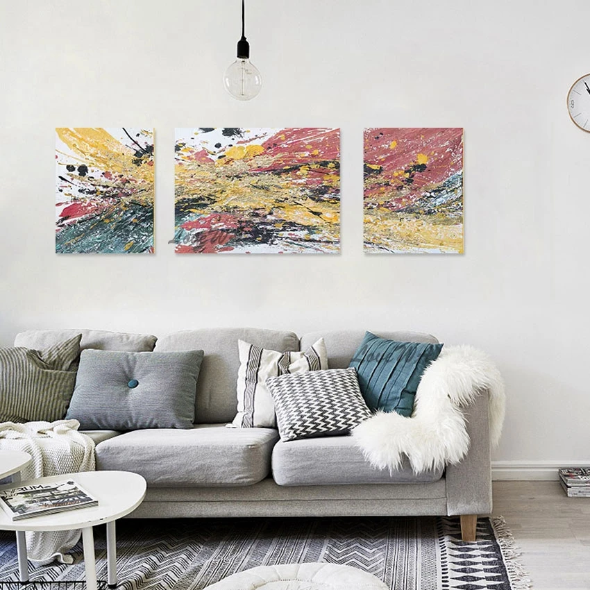 3 Panel Wall Art, Abstract With Heavy Texture Oil Painting, Hand-painted, Custom Canvas Picture, Decorative Items For Home