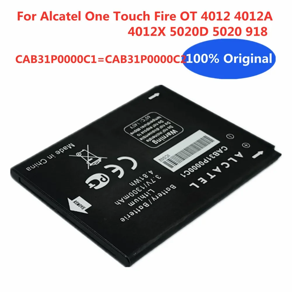 1300mAh CAB31P0000C1 Original Battery For Alcatel One Touch Fire OT 4012 4012A 4012X 5020D 5020 918 CAB31P0000C2 Phone Batteria