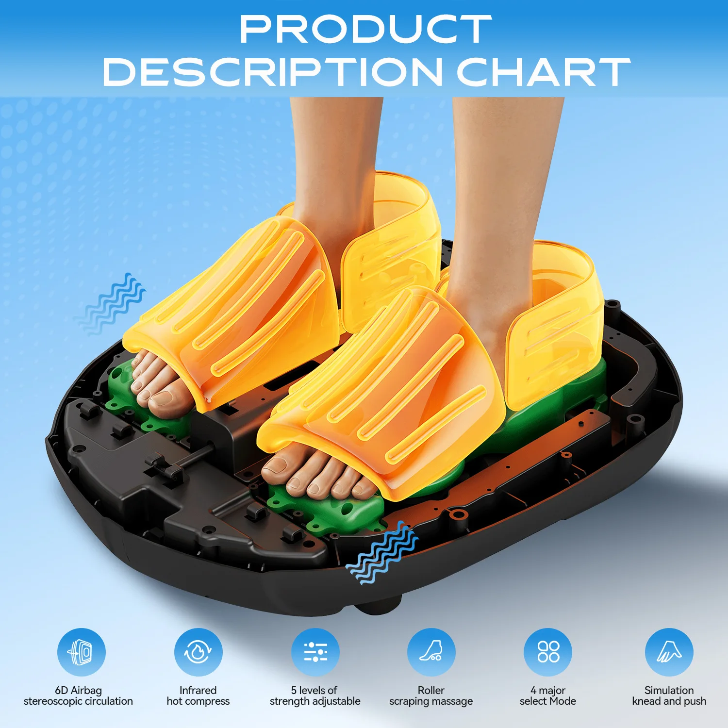 مدلك قدم كهربائي مع وسادة هوائية حرارية ضغط عميق العجن شياتسو آلة تدليك القدمين الإغاثة للعضلات المتعبة الأخمصي #2
