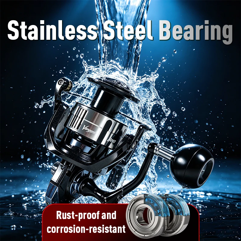 Premium Spinning Fishing Reel, Smooth Drag, Lightweight Sturdy Build, Great Tackle for Freshwater & Saltwater Angling