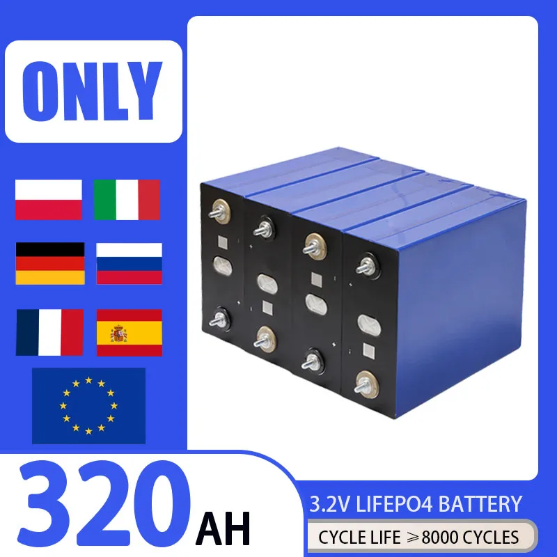 

New grade A 3.2V 320AH Lifepo4 Battery Rechargeable Lithium Iron Phosphate DIY 12V 24V 48V for Camping Boats Golf Cart RV Forkli