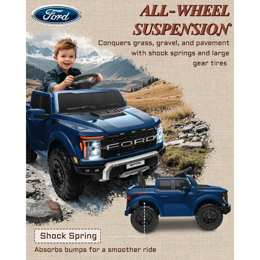 รถยนต์ไฟฟ้า 12V สำหรับเด็ก, รถของเล่นเด็กแบบมีใบอนุญาต Raptor พร้อมรีโมทคอนโทรล, รถบรรทุกเด็กแบบขับขี่ได้พร้อมระบบสตาร์ทเรียบ, รถบรรทุก