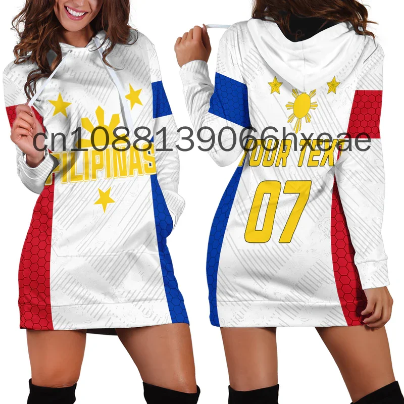 2025 Nieuwe Filipijnen Vlag Vrouwen Hoodie Jurk Aangepaste Naam Retro Harajuku 3d Gedrukt Vlag Trui Casual Sexy Vrouwen Hoodie Jurk