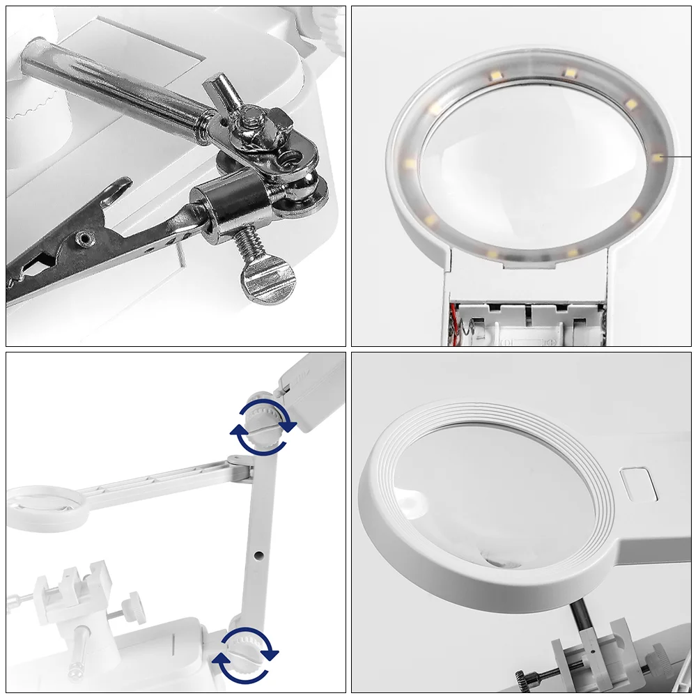 10 LED Soldering Stations Multifunctional Iron Kit Magnifier Aluminum Alloy with Light