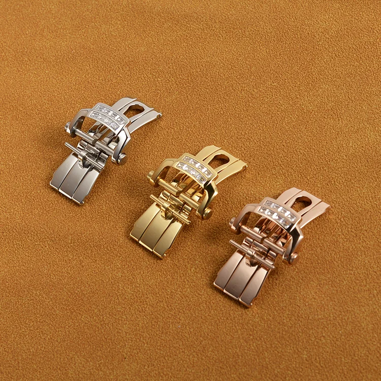 18mm Folding Clasp for PP Patek Philippe Nautilus 5711 5712 5726 Rubber Leather Strap 316 Stainless Steel Butterfly Watch Buckle