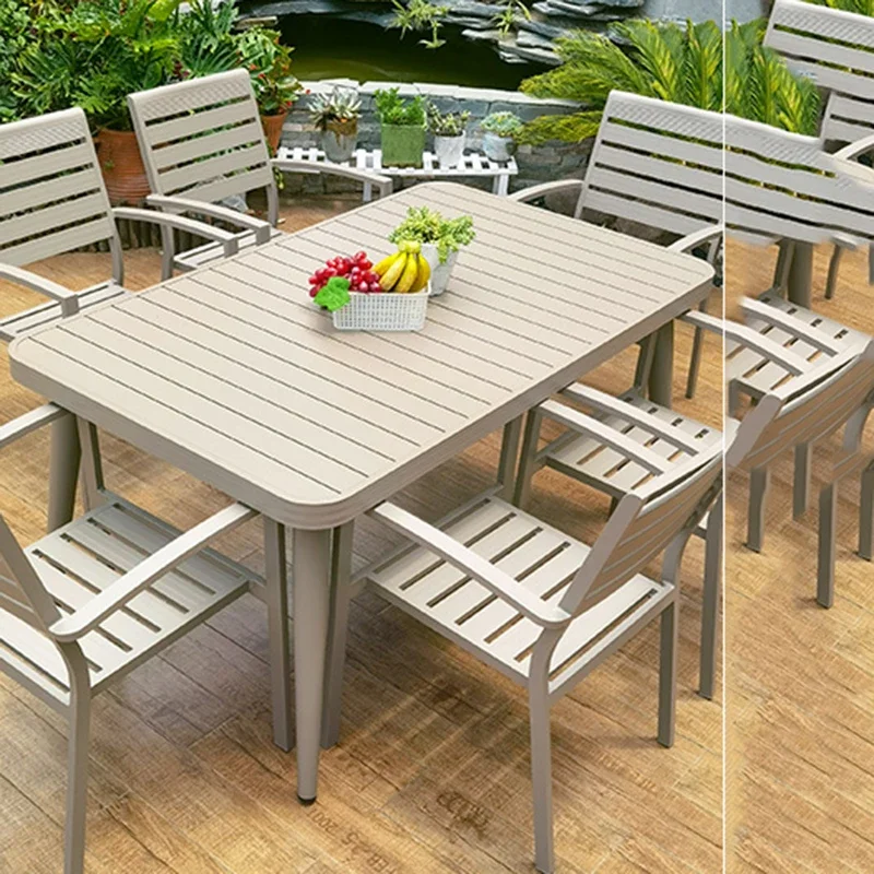 ガーデン中庭屋外テーブルフラットルーフミニマリストホワイトモダン屋外テーブルアームチェア裏庭アレドジャルディーノ家具
