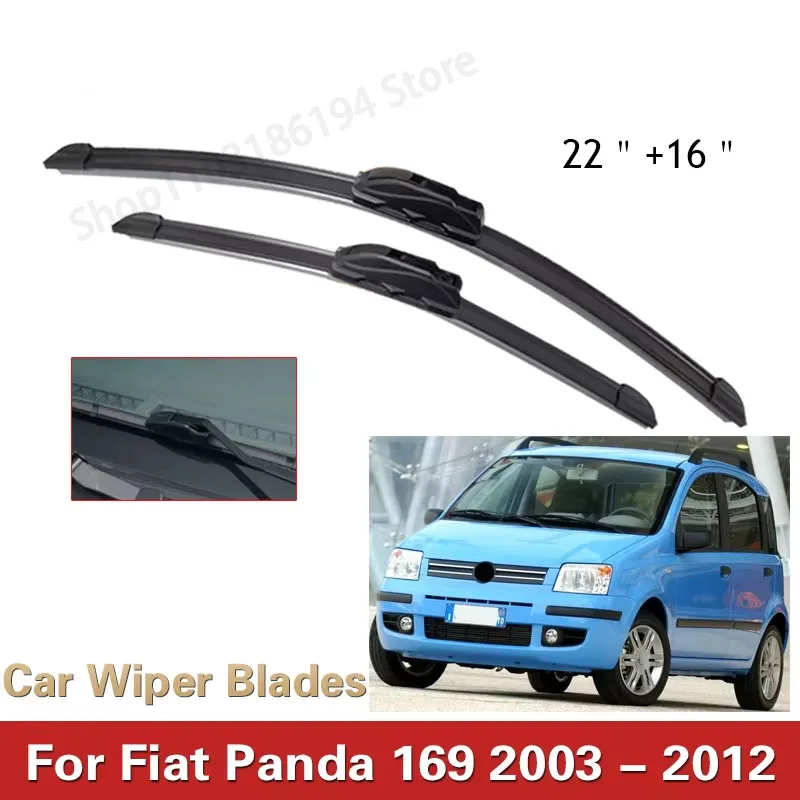 Fiat Panda 169 2003 - 2012 앞 유리 앞 유리 창 브러쉬 22 '+ 16' 용 자동차 와이퍼 앞 와이퍼 블레이드 세트