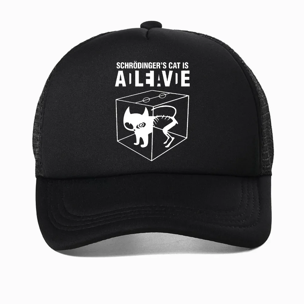 

with Schrodinger Cat Design Print baseball cap Casual and Comfortable adjustable snapback hat Summer Beach Travel mesh hats