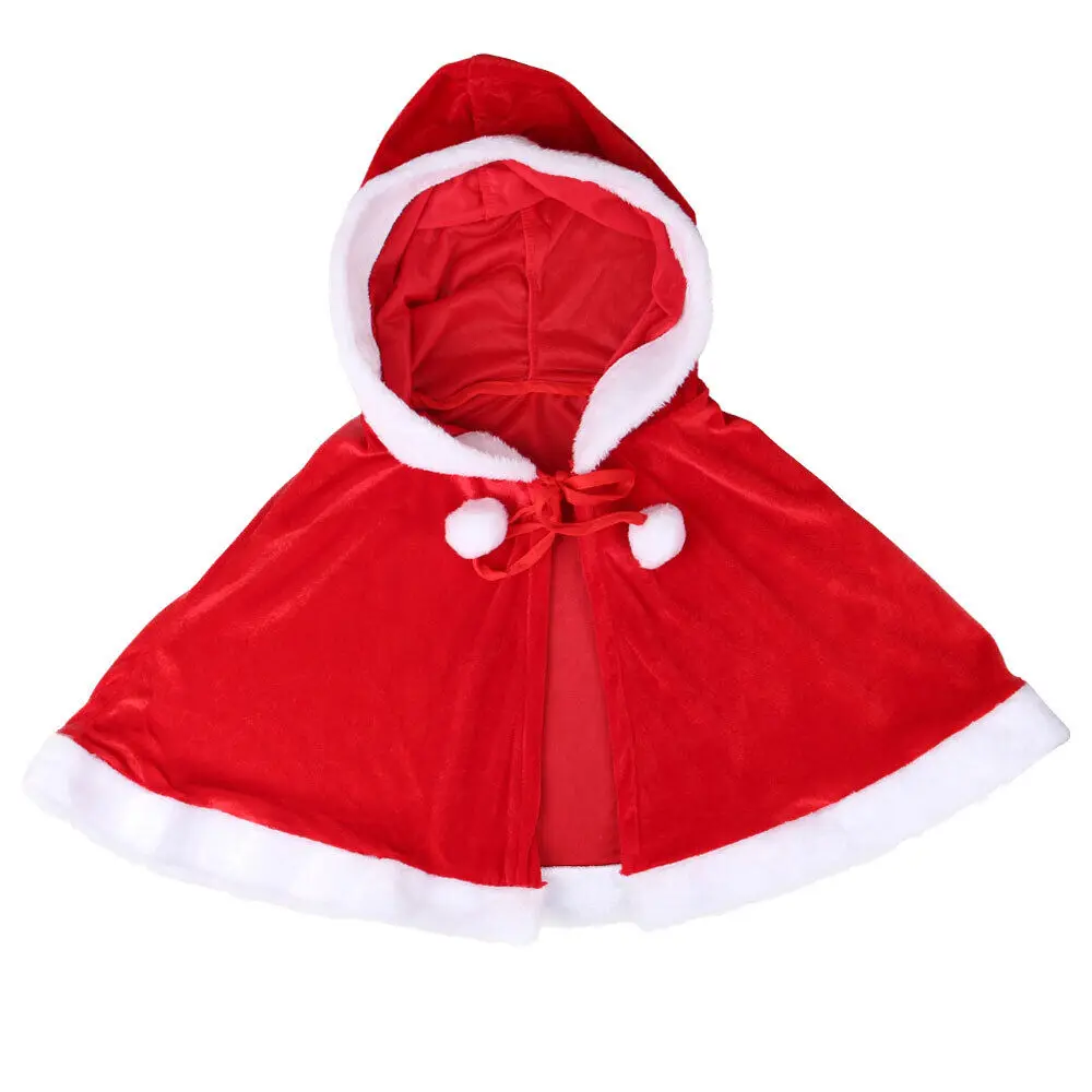 2024 Winter Red Velvet Cape Cloak Christmas Women Girl Shawl Party Costumes Dress Decoration Santa Claus Costume Fashion