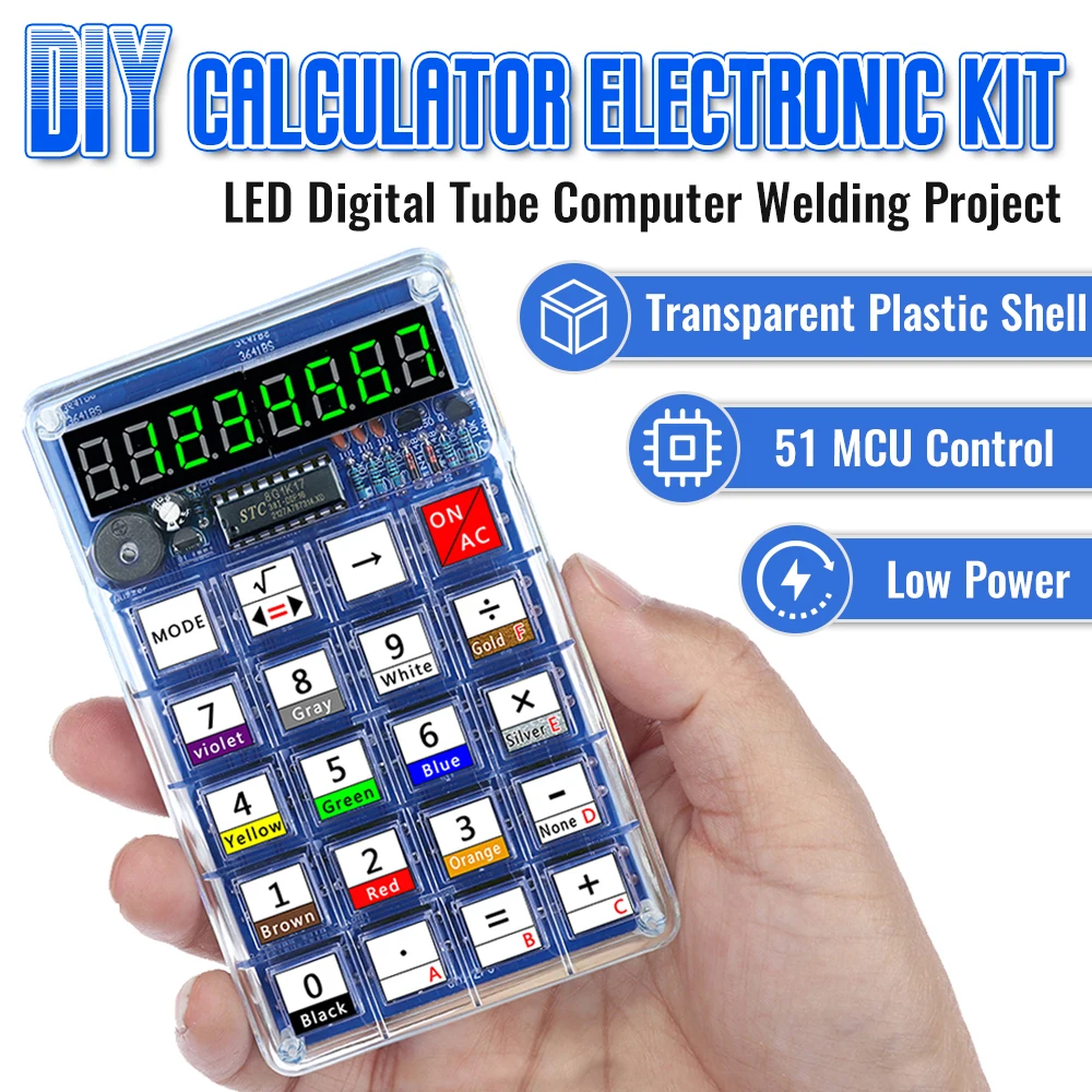 DIY LED Digital Tube Taschenrechner Elektronisches Kit 51, Mikrocontroller-Steuerung, Widerstandskonvertierung, DIY-Lötprojekte-Kit