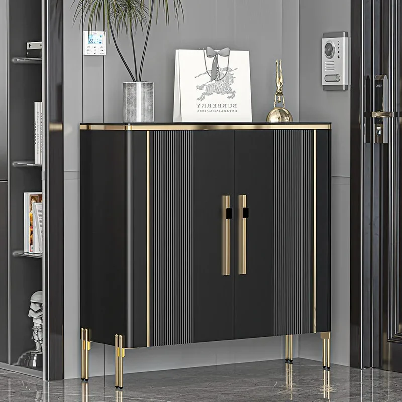 # Italian light luxury rock slab shoe cabinet, modern simple household door porch cabinet, large capacity balcony foyer locke