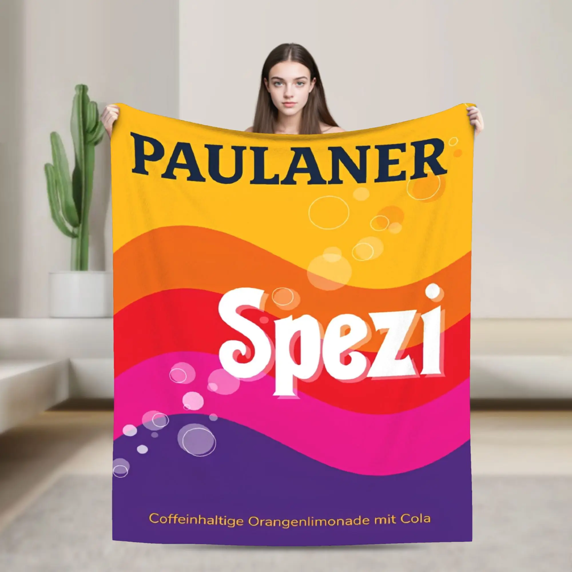 Paulaner Spezi Blankets Germany Soda Drink Airplane Travel Flannel Throw Blanket For Home Decor Warm Soft Bedspread Present