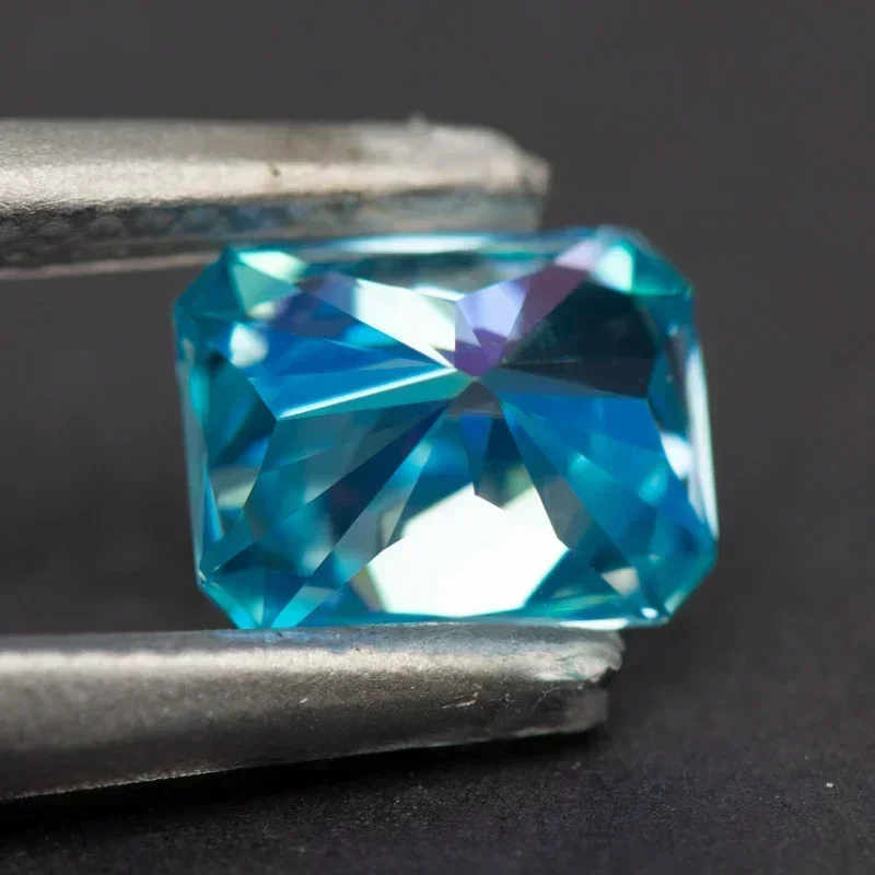 Pedra moissanite corte radiante aquamarine cor vvs1 com certificado gra para contas de amuletos de pedras preciosas materiais de fabricação de joias superiores