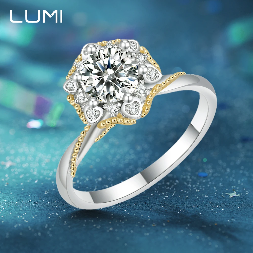 

Кольцо GRA с цветочным кластером из муассанита 1 карат - кольцо-обещание из стерлингового серебра 925 пробы, роскошное ювелирное изделие для свадебной вечеринки