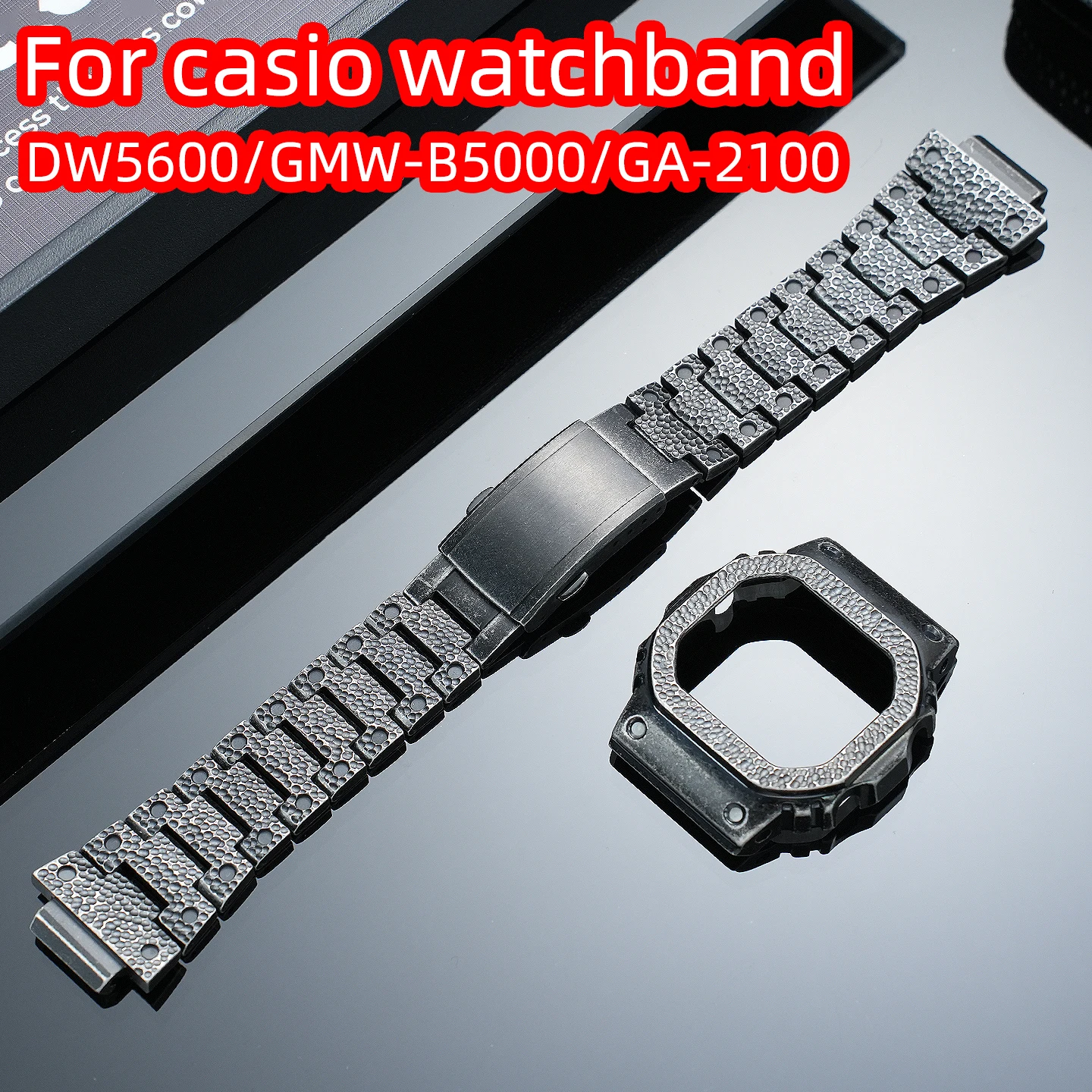 

DIY modification of GMW-B5000 titanium alloy shell for Casio GA-2100/DW5600 hammer patterned stainless steel strap and case set