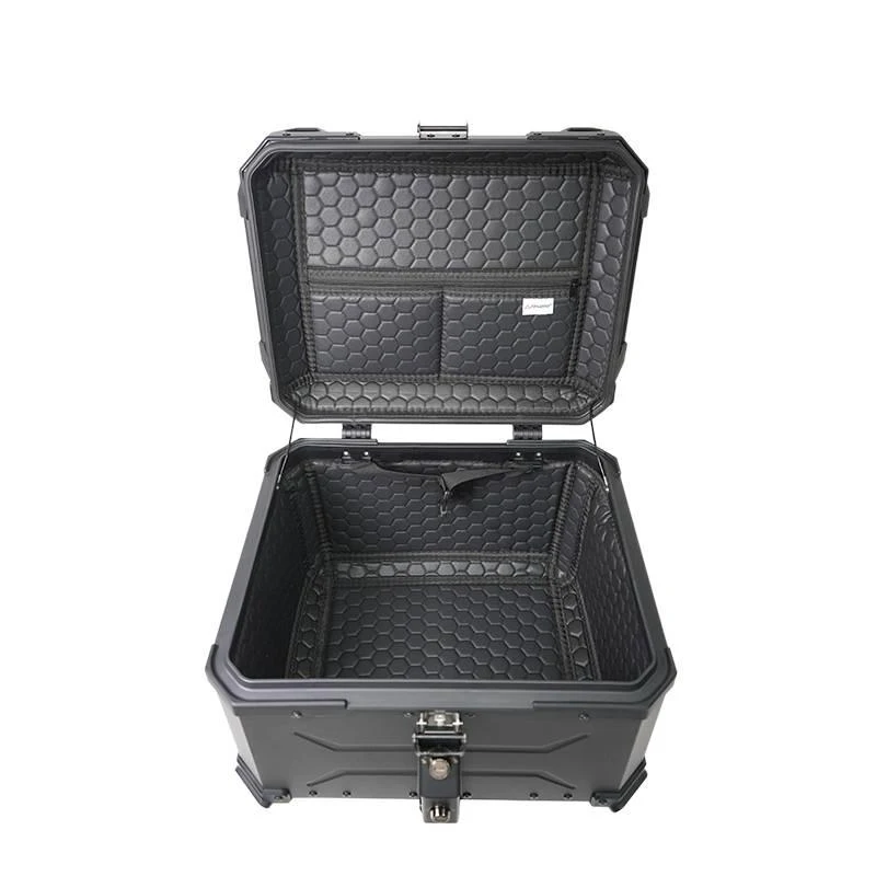 High Quality F2MOTO 55L Aluminum Alloy Tail Box Black With Double Locks Factory, Base Plate Waterproof Hot Selling