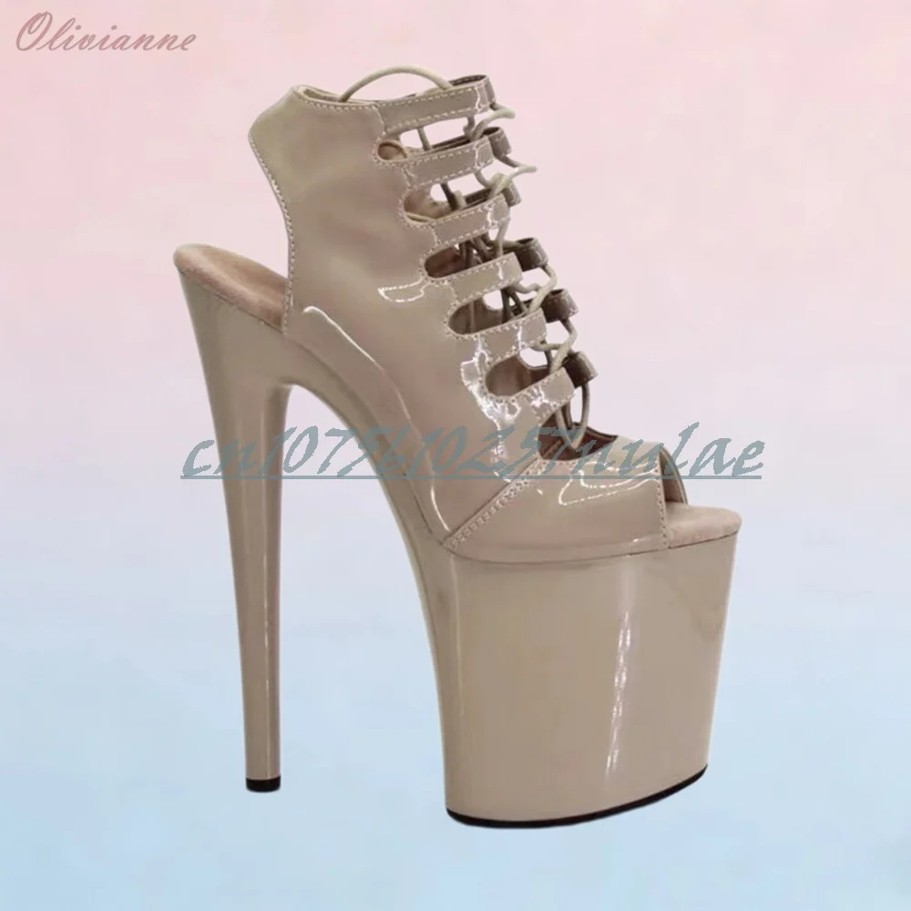 

Женские танцевальные туфли на высоком каблуке с платформой, из цельного полиуретана, с перекрестными ремешками, с открытым носком, модные, сексуальные, 2026