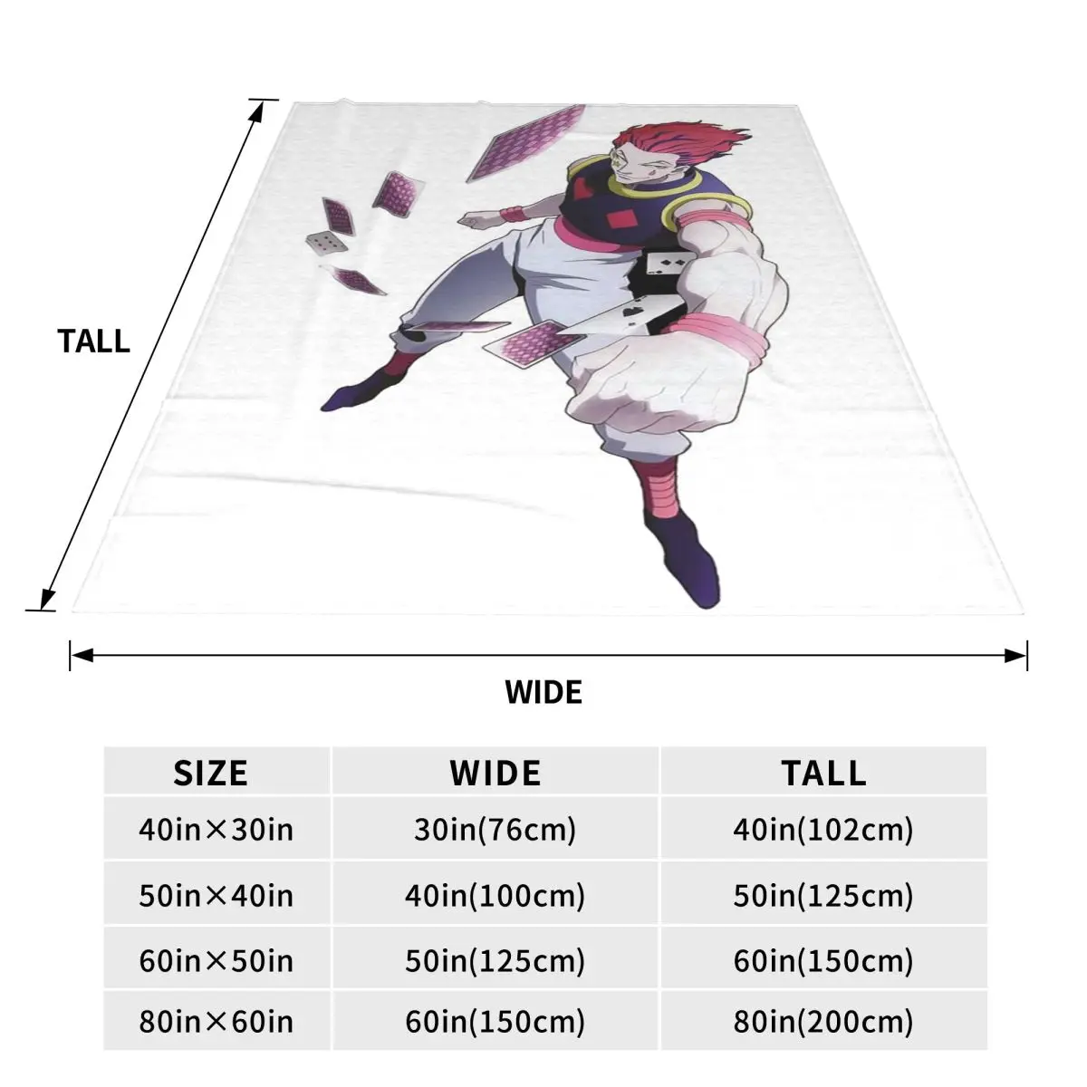 Hisoka Anime Hunter X Hunter Blanket Flannel Sofa Throw Blanket Warm for Home Bedroom Travel Throws Bedspread Quilt