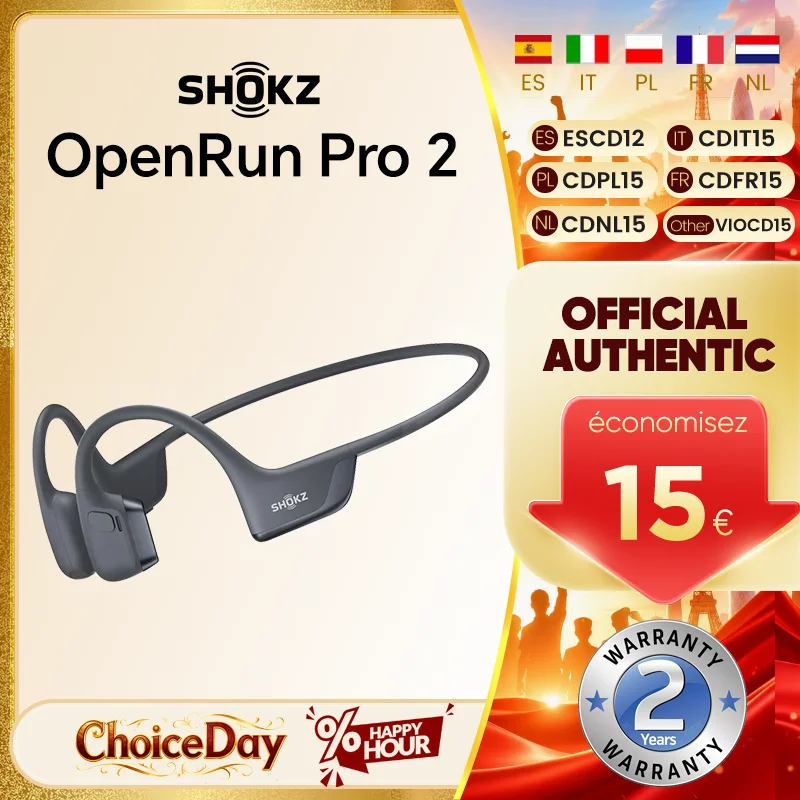 Écouteurs sportifs originaux SHOKZ OpenRun Pro 2 S820, conduction osseuse, sans fil, Bluetooth 5.3, étanches IP55, autonomie de 12 heures