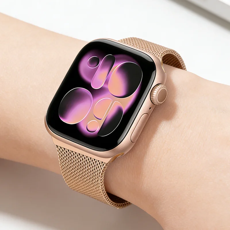 Schlankes Metallarmband für Apple Watch 11 10 9 8 7 SE 3 46mm 42mm 40mm 44mm 41mm Ultra 3 2 49mm Edelstahl Milanaise-Armband