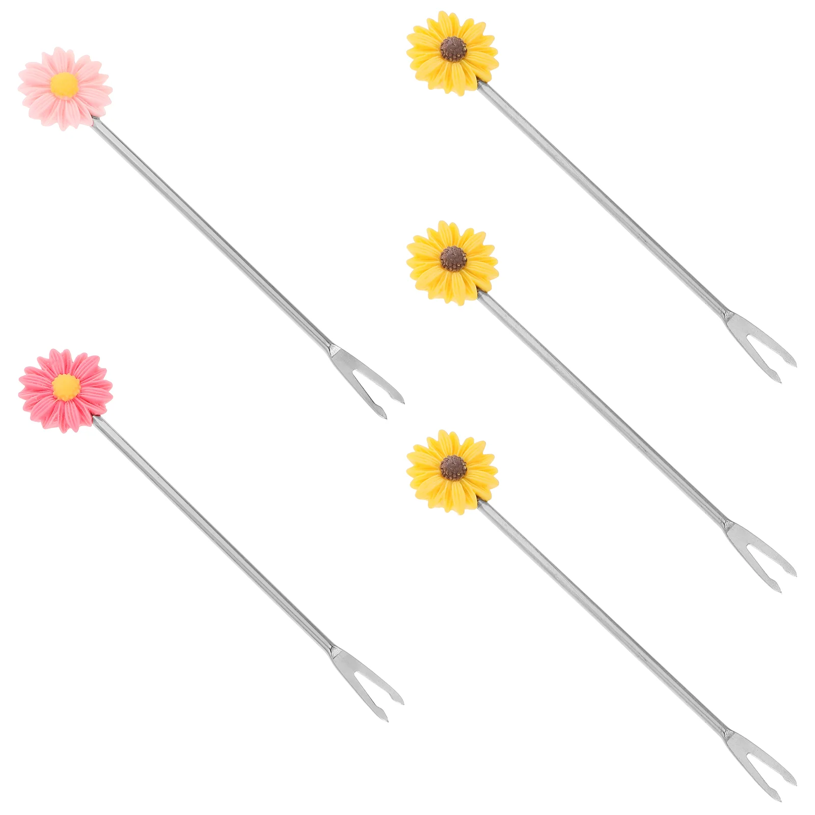 

5pcs Creative Daisy Fork Delicate Tableware Coffee Fruit Fork Dessert Cake Picks Wedding Gift for Home Party Random Color