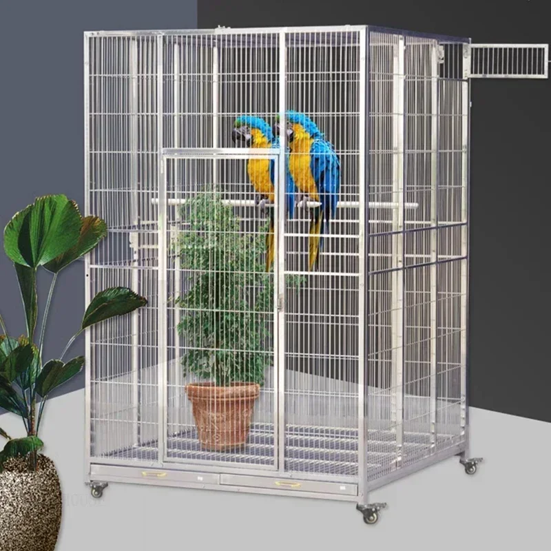 

Modern oversized stainless steel bird cage family