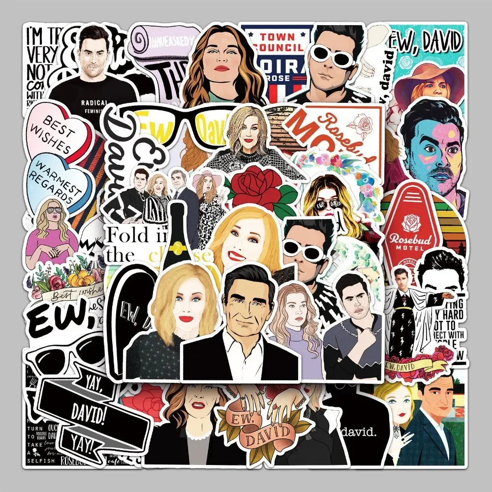 50 قطعة المسلسل التلفزيوني Schitt's Creek الكتابة على الجدران ملصقات حقيبة القرطاسية الكمبيوتر المحمول الغيتار هاتف محمول لتقوم بها بنفسك تزيين الشارات