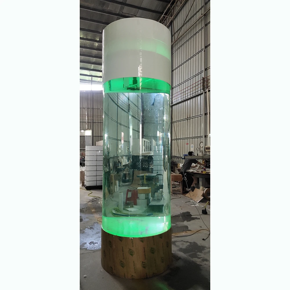 Factory Customized Cutting Plastic Large High Clear Jellyfish Tank Colorful Light Beautiful Cylindrical Acrylic Aquarium CM