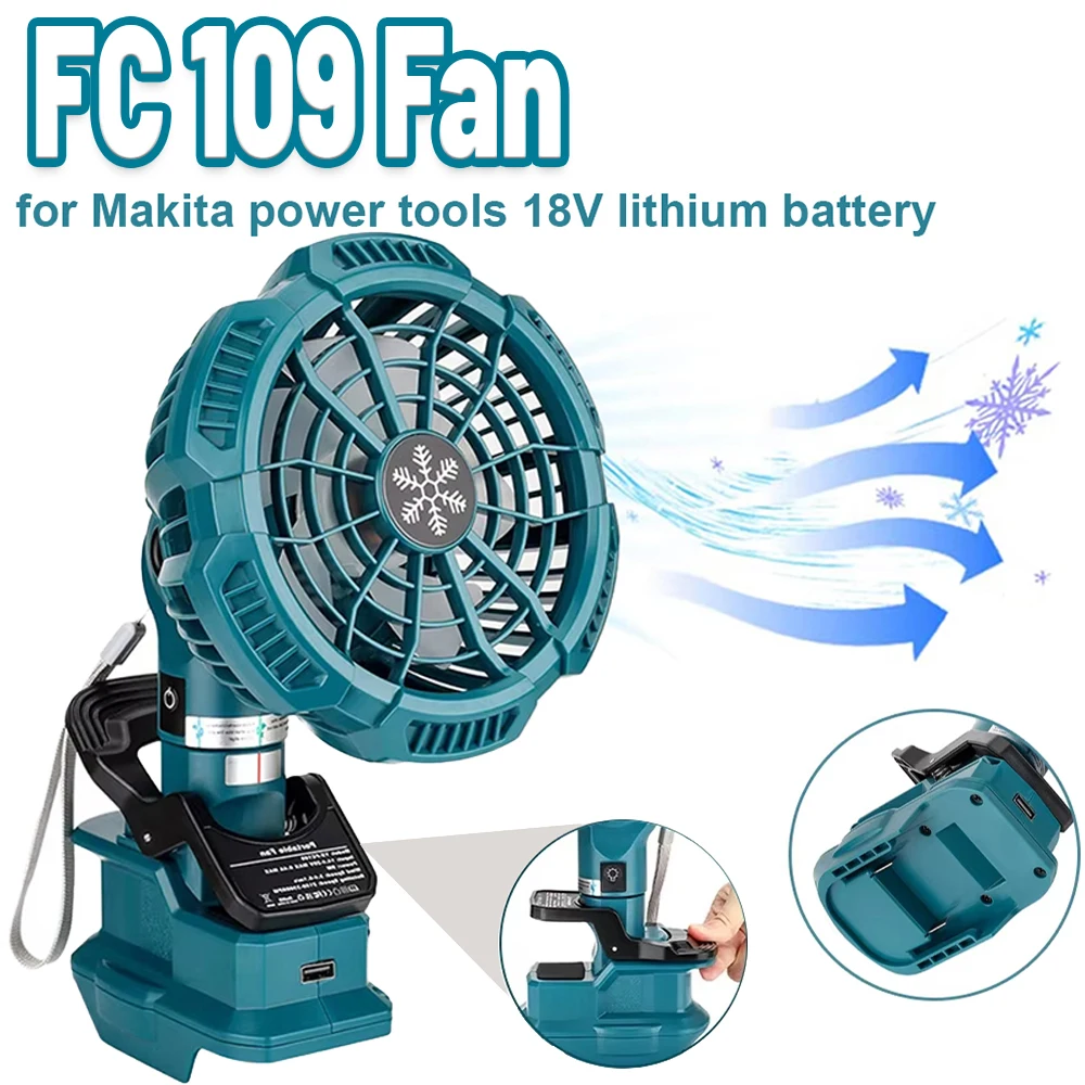 

Портативный зажим на вентилятор для литиевой батареи Makita 18 В, 3 энергосберегающие настройки скорости для спальни, улицы, кемпинга и рабочего места