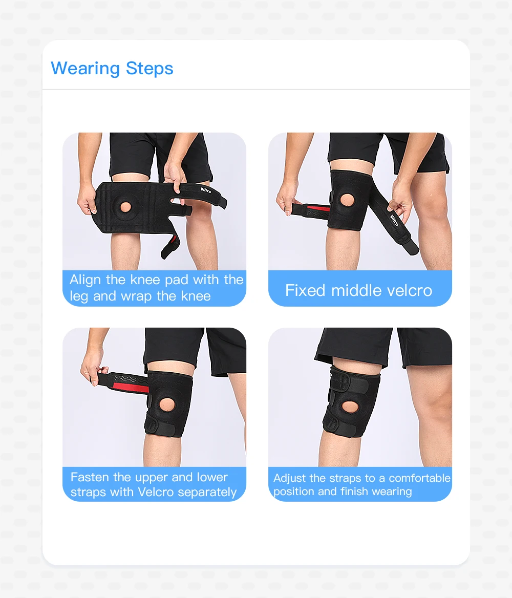 1PC Adjustable Knee Brace Open Patella Knee Support for Men Women Breathable Knee Wrap for Sports Running Fitness