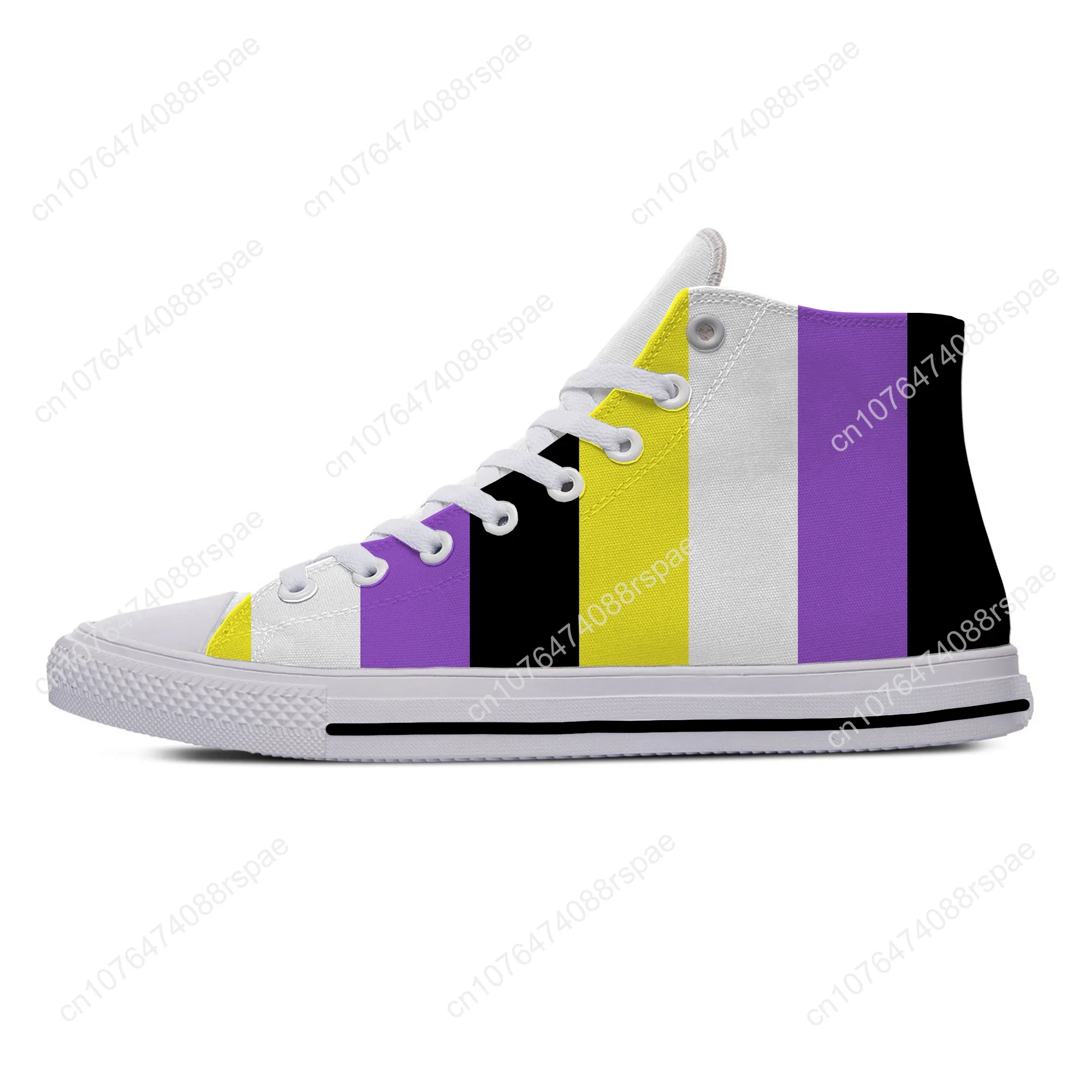 Hot Cool Non Binary Flag Enby Pride Fashion High Top Breathable Novelty Casual Board Shoes Lightweight Men Women Latest Sneakers