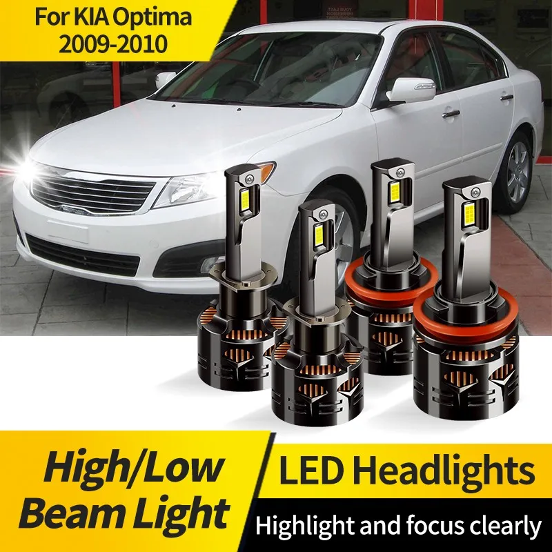 

2PCS For KIA Optima 2009 2010 Led Headlight H1 High Low Beam Lamp H11 Canbus 6000K White Super Bright Car Auto Headlamp Bulbs