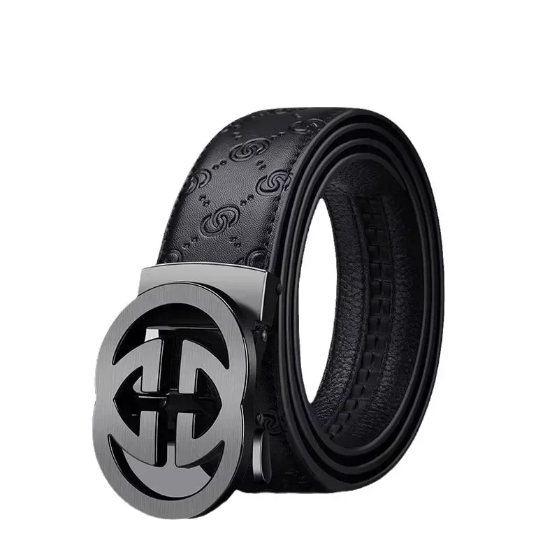 2023 Brand Designer High Quality New Men's Letter Buckle Smooth Buckle Perforated Versatile Two Layer Cow Belt