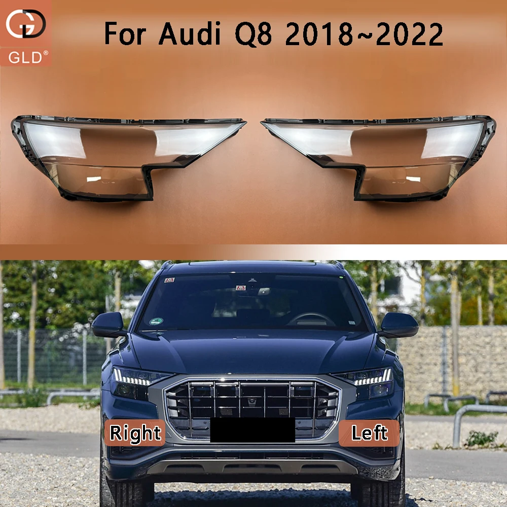 For Audi Q8 2018 2019 2020 2021 2022 Headlamp Lamp Shell Headlight Cover Transparent Lampshade Plexiglass Replace Original Lens