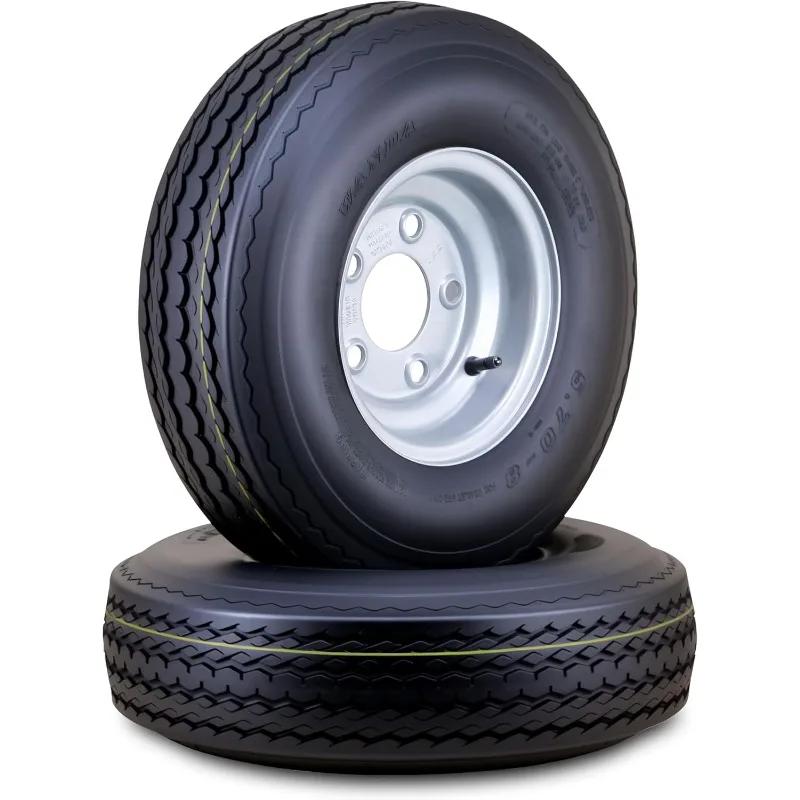 

WANDA Trailer Tire Wheel Assembly 5.70-8 6-Ply C 77M w/ 5 Lugs on 4.5" PCD Silver Rim Installed,SET 2-11033
